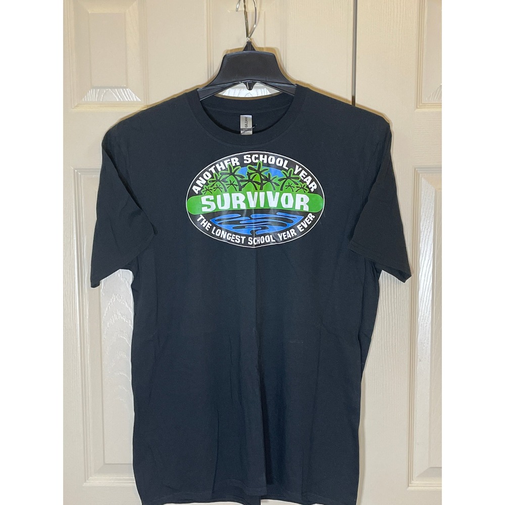 Gildan Graphic Tee Women Large Black NWOT Another School Year Survivor Humor